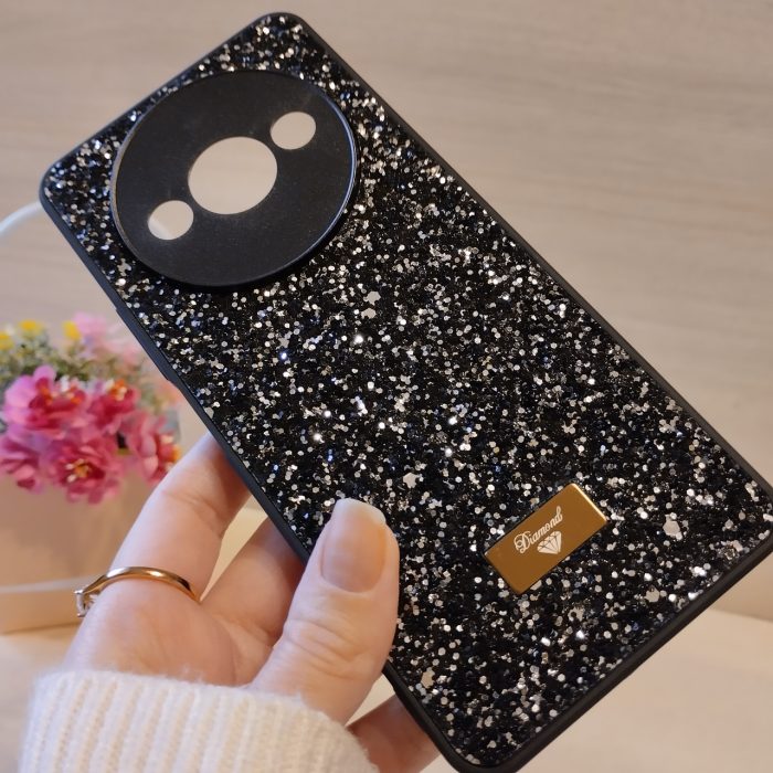 Чехол для xiaomi redmi A3 силиконовая женская накладка блестящая Diamond shine черный - Зображення 6