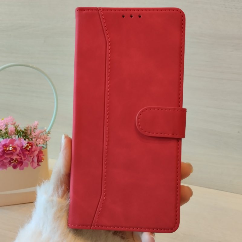 Чохол для xiaomi redmi Note 13 4g книжка підставка з магнітом і кишенями для карток (червоний)