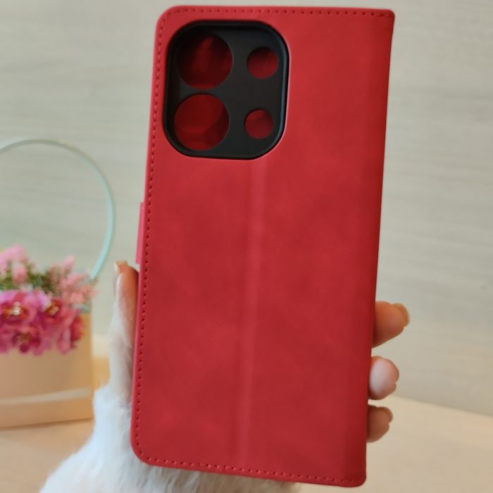 Чохол для xiaomi redmi Note 13 4g книжка підставка з магнітом і кишенями для карток (червоний) - Зображення 2