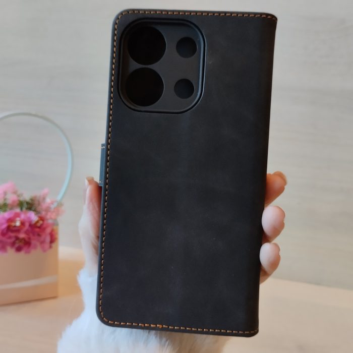 Чохол для xiaomi redmi Note 13 4g книжка підставка з магнітом і кишенями для карток (чорний) - Зображення 2