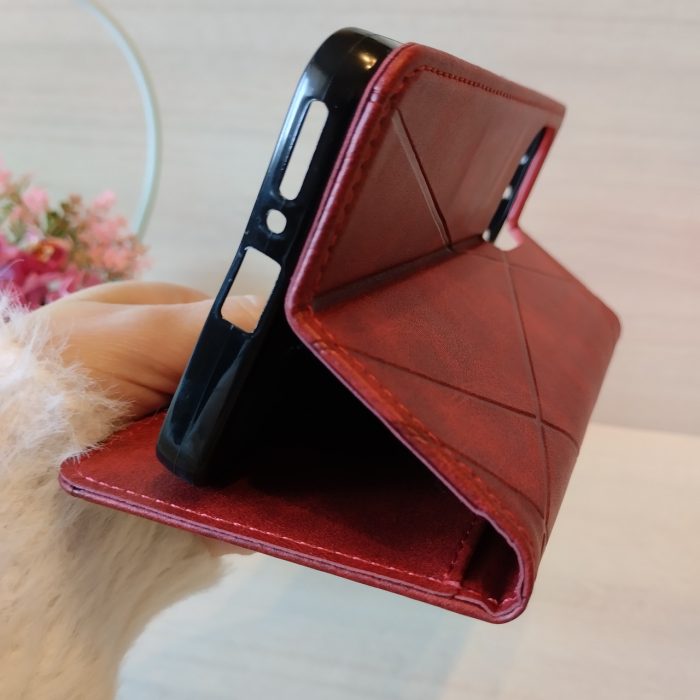Чохол для Xiaomi redmi Note 13 pro 4g книжка підставка з магнітом і кишенями для карток (червоний) - Зображення 4