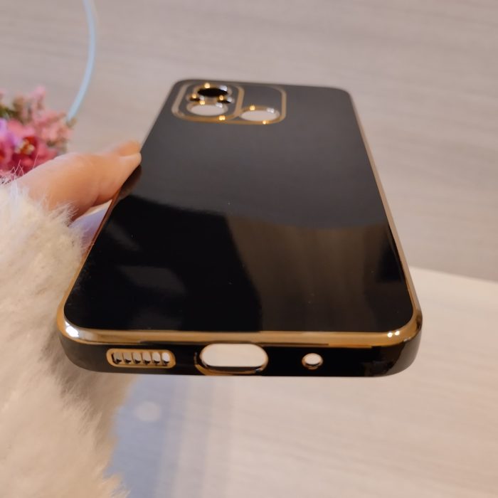 Чохол для xiaomi redmi 12c жіночий силіконовий із золотистою рамкою Luxury (чорний) - Зображення 7
