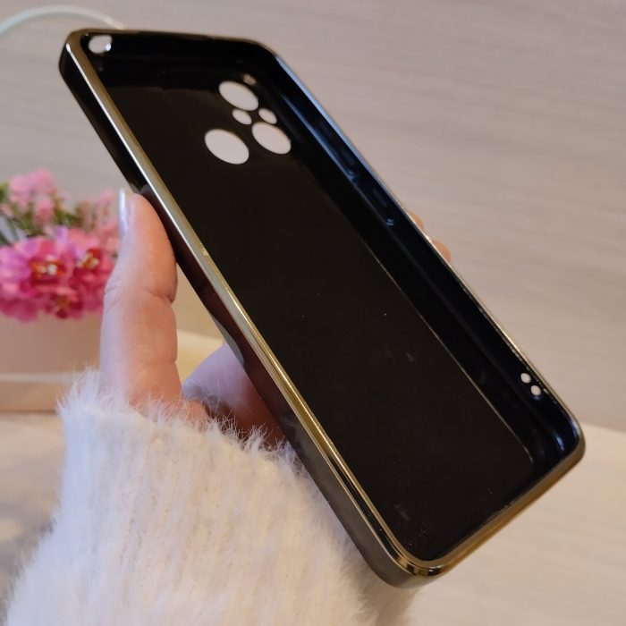 Чохол для xiaomi redmi 12c жіночий силіконовий із золотистою рамкою Luxury (чорний) - Зображення 8