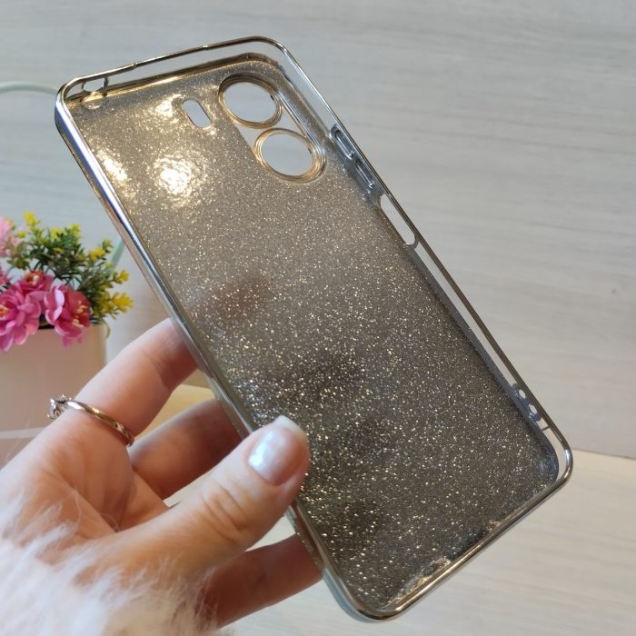 Чехол на xiaomi redmi 13c силиконовая женская накладка блестящая градиент серебристый - Зображення 9
