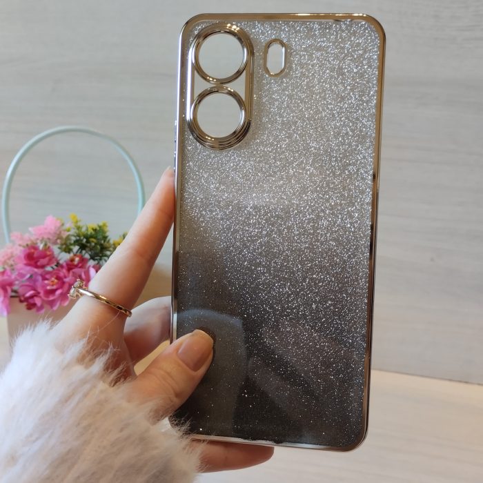 Чехол на xiaomi redmi 13c силиконовая женская накладка блестящая градиент серебристый - Зображення 3