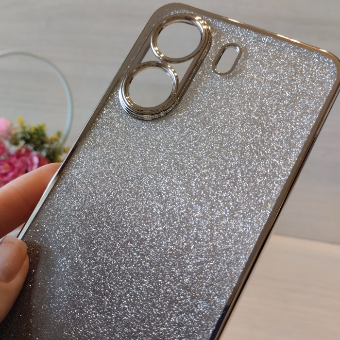 Чехол на xiaomi redmi 13c силиконовая женская накладка блестящая градиент серебристый - Зображення 8