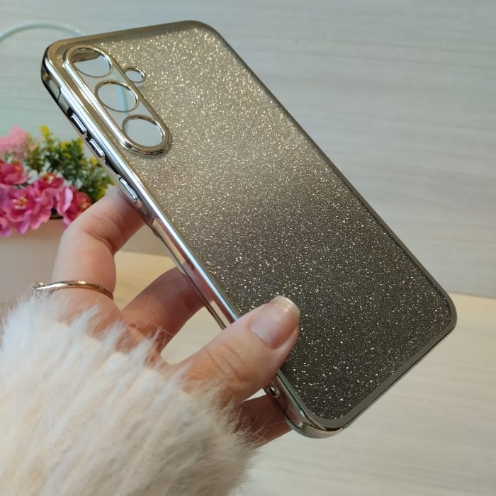 Чохол на samsung a25 силіконова жіноча накладка блискучий градієнт сріблястий - Зображення 4