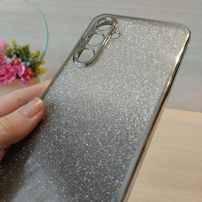 Чохол на samsung a25 силіконова жіноча накладка блискучий градієнт сріблястий - Зображення 5