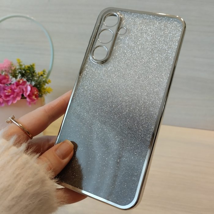 Чохол на samsung a25 силіконова жіноча накладка блискучий градієнт сріблястий - Зображення 3
