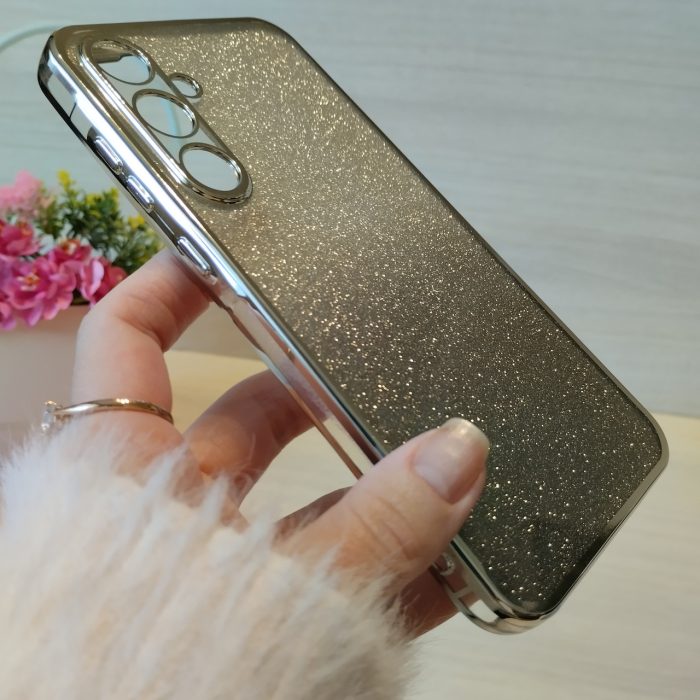 Чохол на samsung a35 силіконова жіноча накладка блискучий градієнт сріблястий - Зображення 3