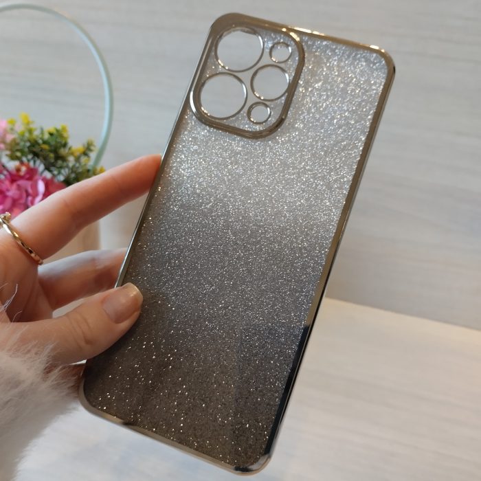 Чохол на xiaomi redmi 12 силіконова жіноча накладка блискучий градієнт сріблястий - Зображення 3