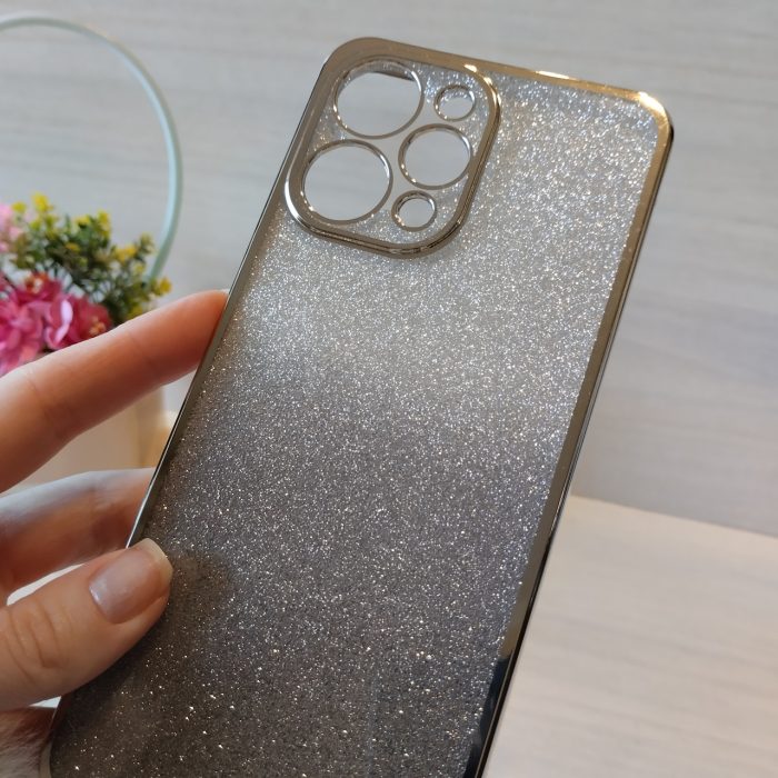 Чохол на xiaomi redmi 12 силіконова жіноча накладка блискучий градієнт сріблястий - Зображення 4