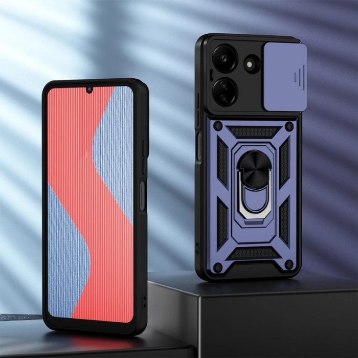 Чохол для Xiaomi redmi 13c протиударний бампер зі шторкою для камери та кільцем на саомі редмі 13с (синій) - Зображення 4