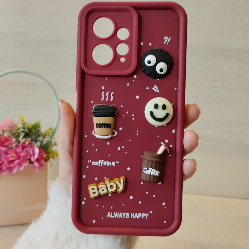 Чохол на xiaomi redmi Note 12 4g силіконовий з 3-D наклейками TPU Toys Case (бордо)