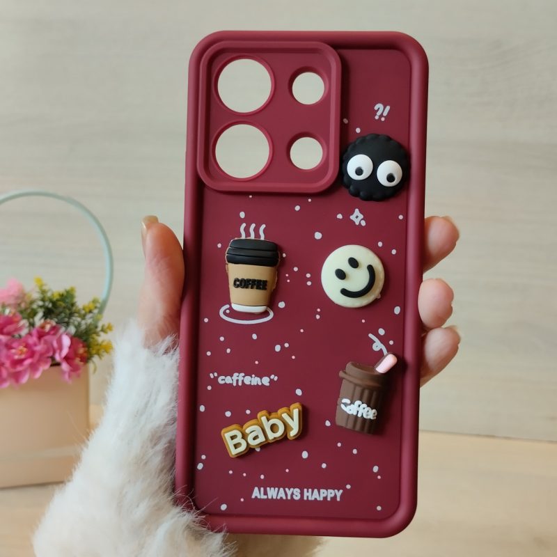 Чохол для xiaomi redmi Note 13 pro 4g силіконовий з 3-D наклейками TPU Toys Case (бордо)