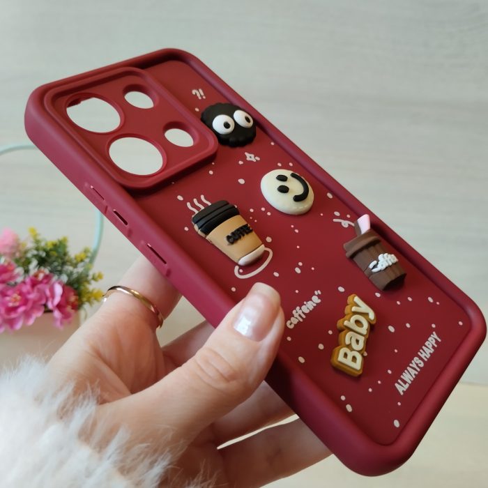 Чохол для xiaomi redmi Note 14s силіконовий з 3-D наклейками TPU Toys Case (бордо) - Зображення 5