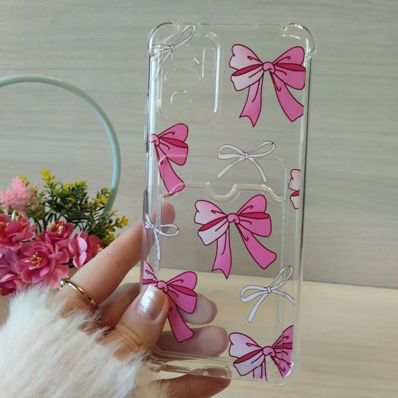 Чохол на xiaomi redmi Note 10 4g / Note 10s силіконовий жіночий із кишенею під картки та малюнком бантики