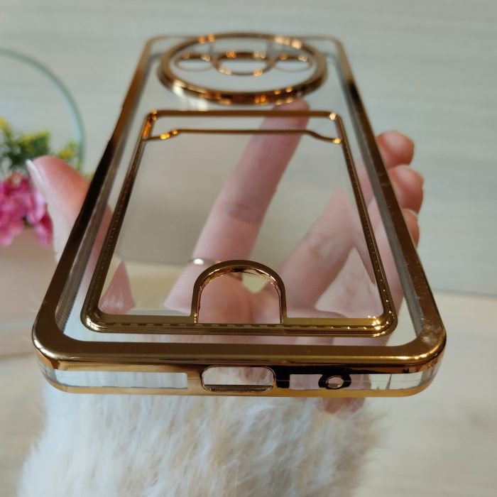 Чохол для xiaomi redmi A3 силіконовий жіночий з кишенею під картки та золотистою рамкою - Зображення 4