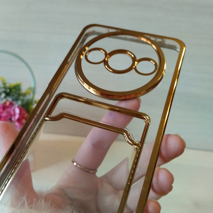 Чохол для xiaomi redmi A3 силіконовий жіночий з кишенею під картки та золотистою рамкою - Зображення 5