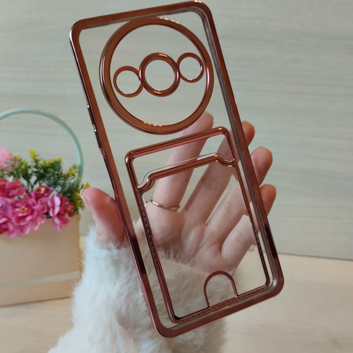 Чохол для xiaomi redmi A3 силіконовий жіночий з кишенею під картки та рожевою рамкою - Зображення 2