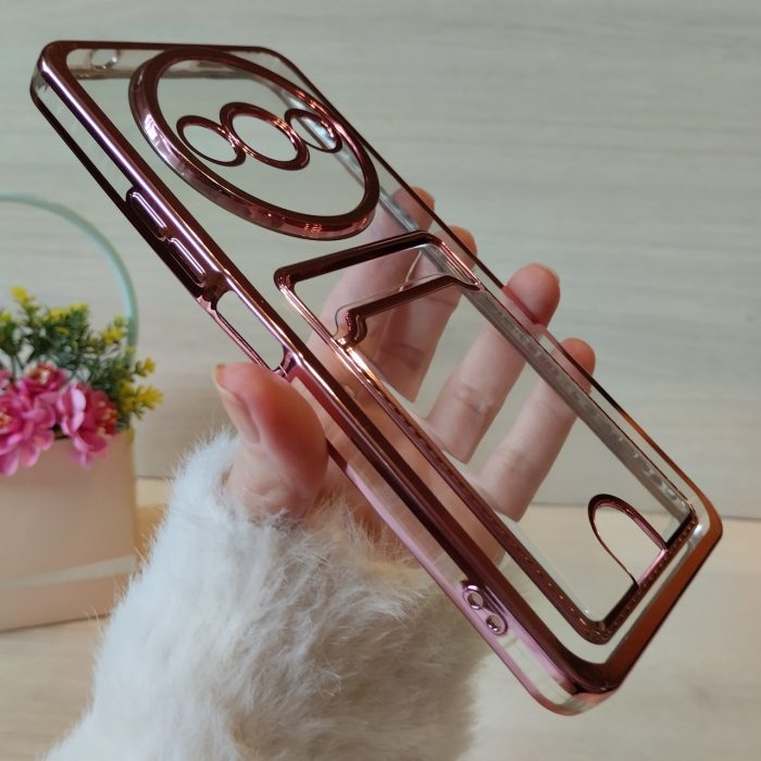 Чохол для xiaomi redmi A3 силіконовий жіночий з кишенею під картки та рожевою рамкою - Зображення 3