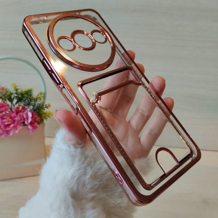 Чохол для xiaomi redmi A3 силіконовий жіночий з кишенею під картки та рожевою рамкою - Зображення 4