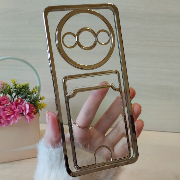 Чохол для xiaomi redmi A3 силіконовий жіночий з кишенею під картки та сріблястою рамкою - Зображення 3