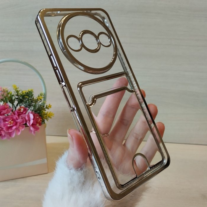 Чохол для xiaomi redmi A3 силіконовий жіночий з кишенею під картки та сріблястою рамкою - Зображення 6