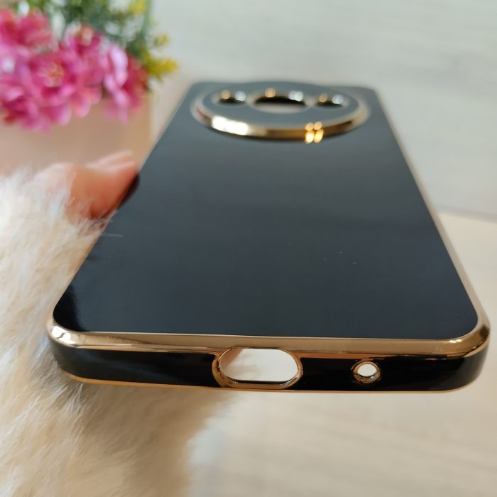 Чохол для xiaomi redmi A3 жіночий силіконовий із золотистою рамкою Luxury (чорний) - Зображення 7