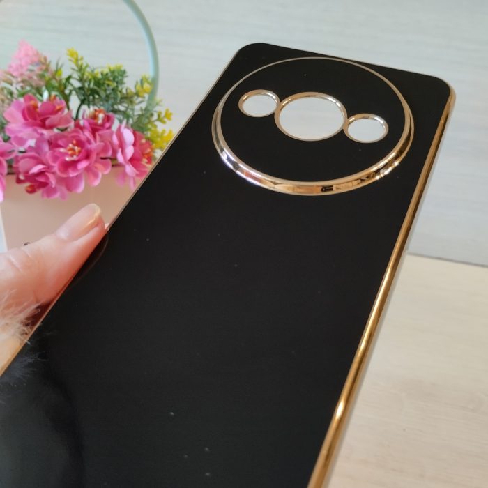 Чохол для xiaomi redmi A3 жіночий силіконовий із золотистою рамкою Luxury (чорний) - Зображення 6