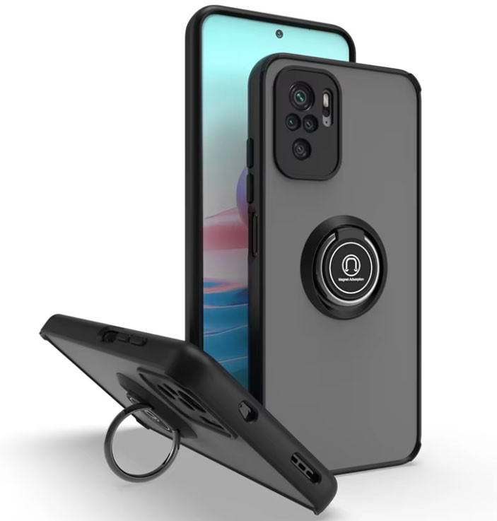 Чохол для xiaomi redmi Note 10 pro протиударний бампер з кільцем (чорний)