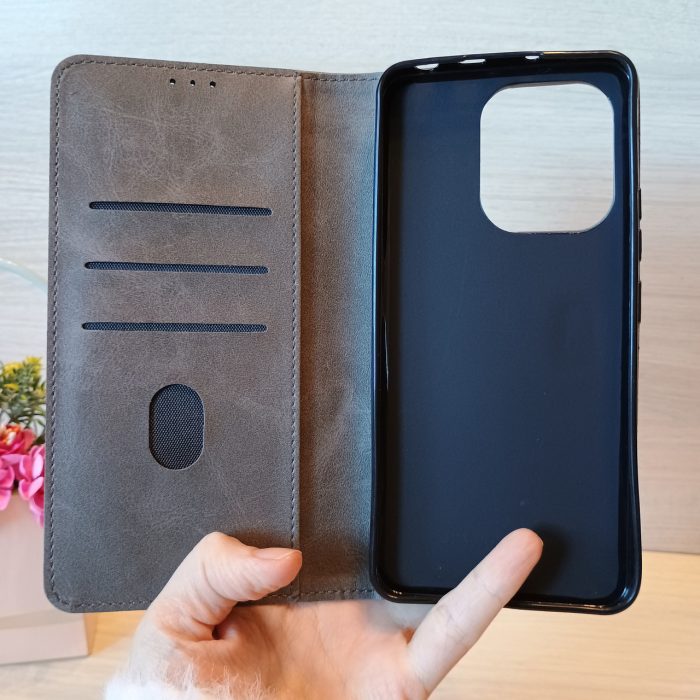 Чохол для xiaomi redmi 10c книжка підставка з магнітом і кишенями під картки сірий - Зображення 3