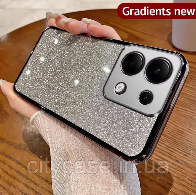 Чохол на xiaomi redmi Note 13 4g силіконова жіноча накладка блискучий градієнт сірий