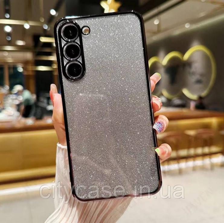 Чохол на samsung a26 силіконова жіноча накладка блискучий градієнт сірий