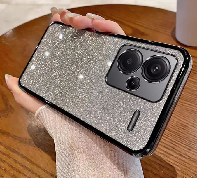 Чохол на xiaomi redmi Note 13 pro plus 5g силіконова жіноча накладка блискучий градієнт сірий