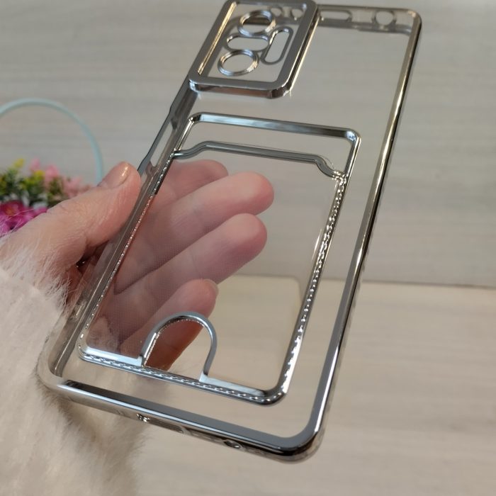Чохол на xiaomi redmi Note 10 pro силіконовий із сріблястою рамкою та кишенею під картки - Зображення 5