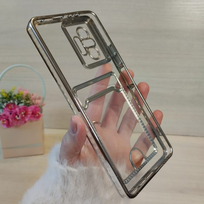 Чохол на xiaomi redmi Note 10 pro силіконовий із сріблястою рамкою та кишенею під картки - Зображення 9
