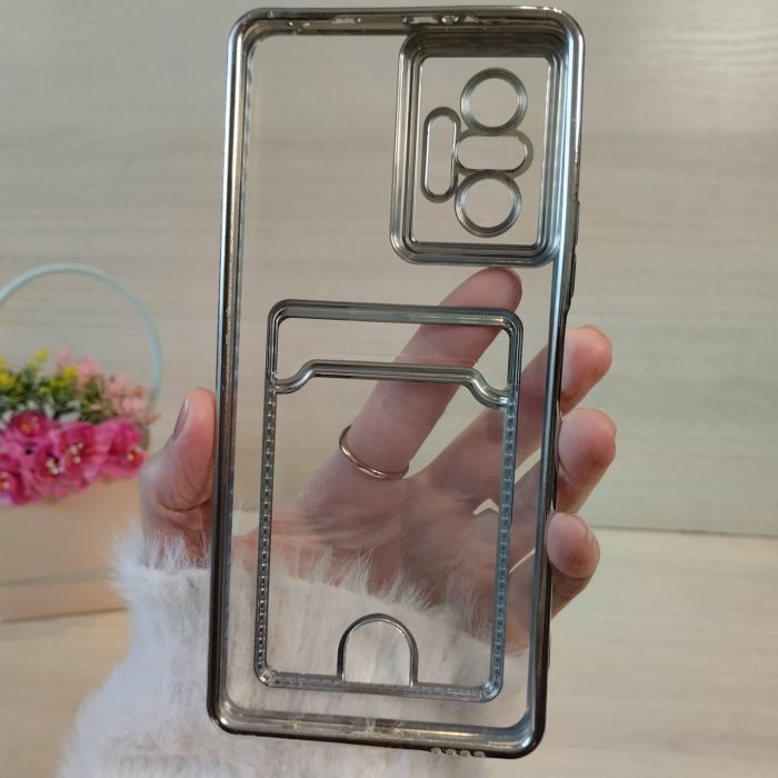 Чохол на xiaomi redmi Note 10 pro силіконовий із сріблястою рамкою та кишенею під картки - Зображення 8