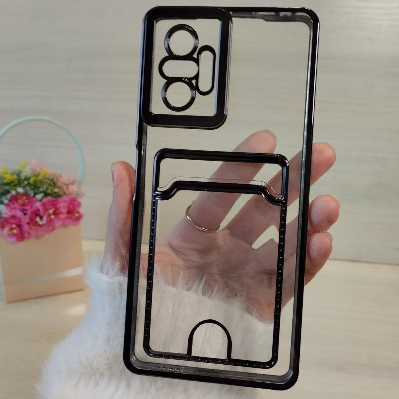 Чохол на xiaomi redmi Note 10 pro силіконовий із сірою рамкою та кишенею під картки