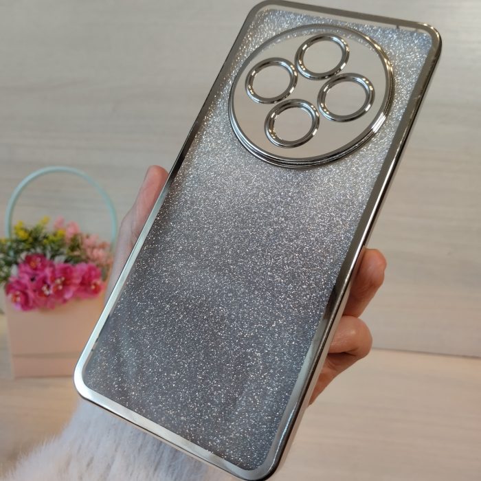 Чохол для xiaomi redmi 14c силіконова жіноча накладка блискучий градієнт срібний - Зображення 5