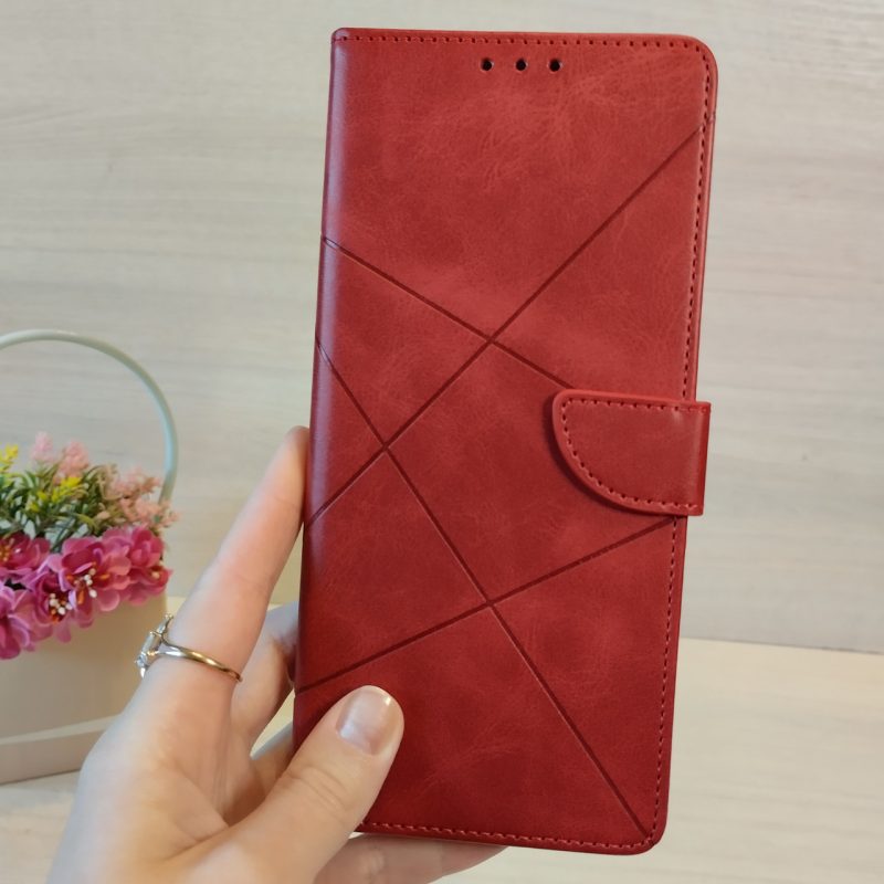 Чохол для xiaomi redmi A3 книжка підставка з хлястиком і візитницею Business Leather червоний