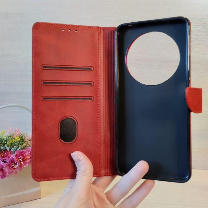 Чохол для xiaomi redmi A3 книжка підставка з хлястиком і візитницею Business Leather червоний - Зображення 3