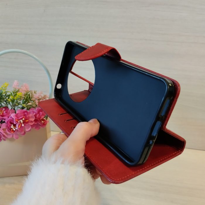 Чохол для xiaomi redmi A3 книжка підставка з хлястиком і візитницею Business Leather червоний - Зображення 4
