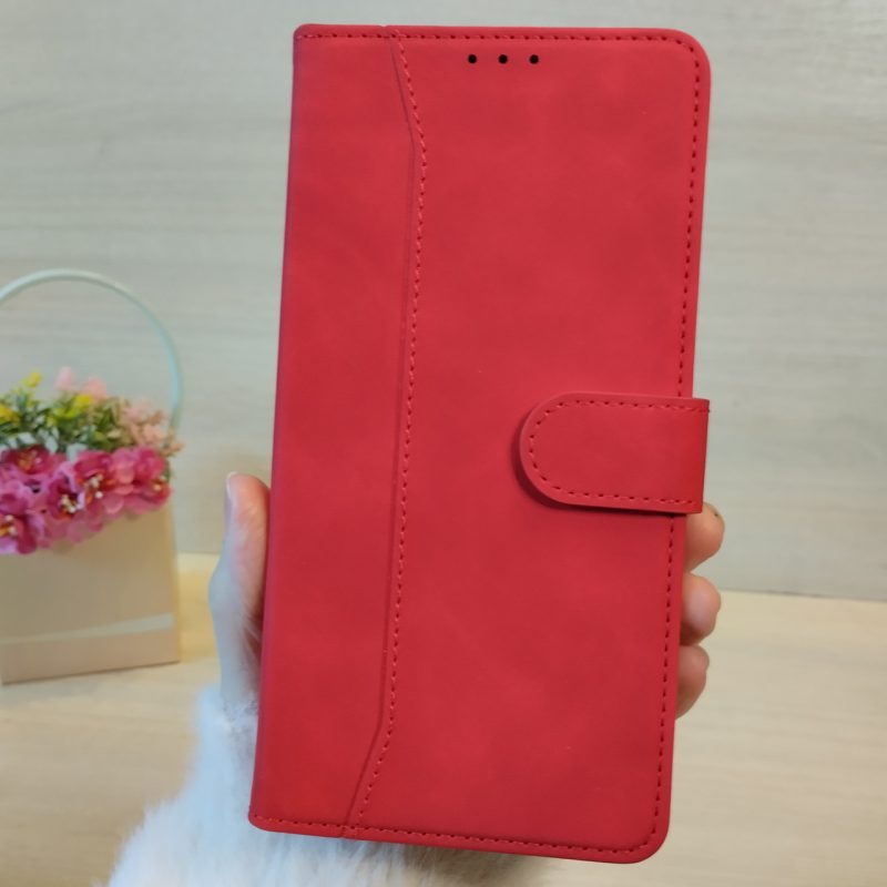 Чохол для Samsung A35 5g книжка підставка з хлястиком і кишенями для карток (червоний)