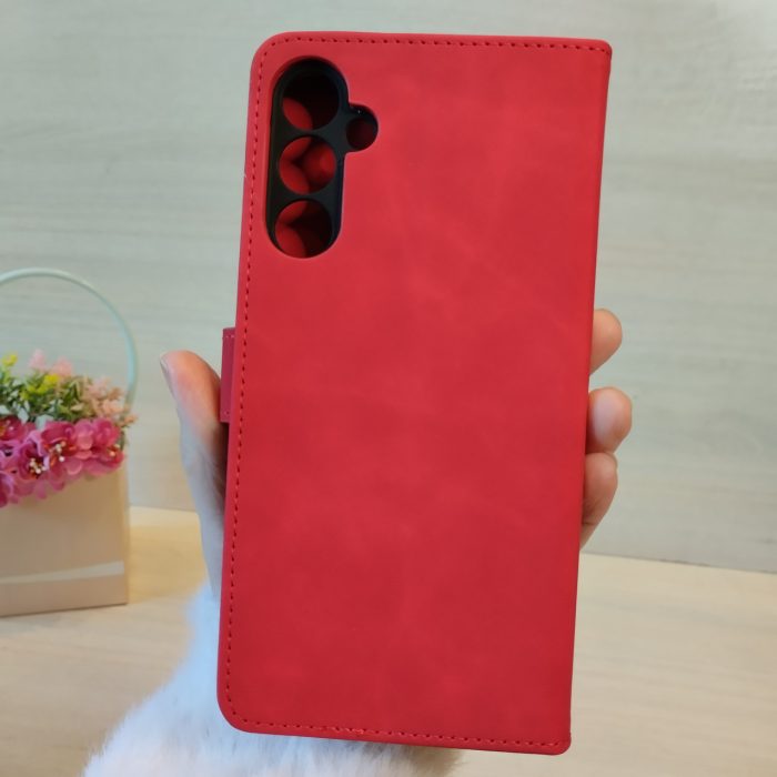 Чохол для Samsung A35 5g книжка підставка з хлястиком і кишенями для карток (червоний) - Зображення 2