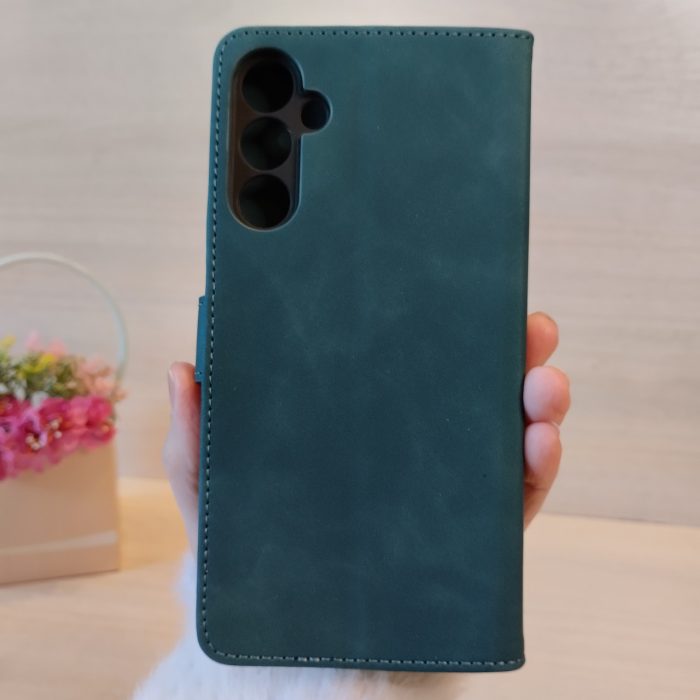 Чохол для Samsung A35 5g книжка підставка з хлястиком і кишенями для карток (синій) - Зображення 4
