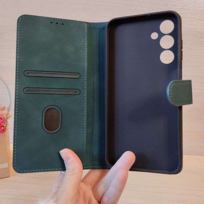 Чохол для Samsung A35 5g книжка підставка з хлястиком і кишенями для карток (синій) - Зображення 5