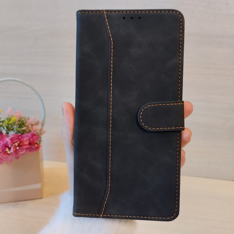 Чохол для xiaomi redmi Note 12 4g книжка підставка з хлястиком і візитницею Luxury Leather (чорний)