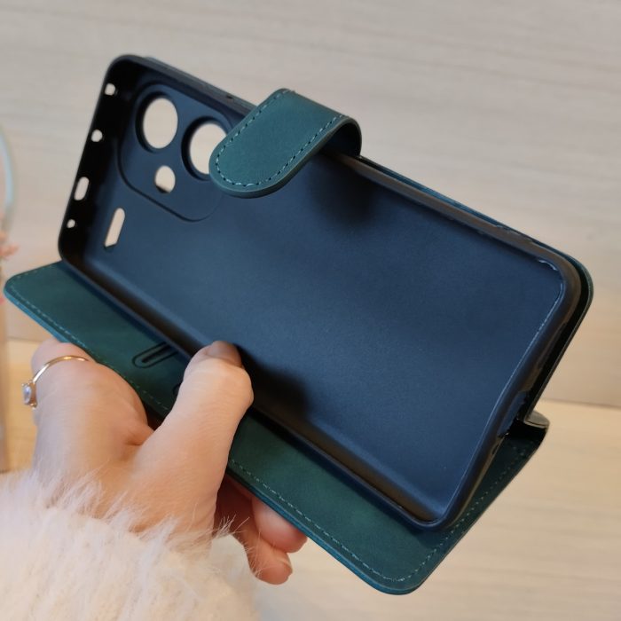 Чохол на xiaomi redmi Note 13 pro plus 5g книжка підставка з хлястиком і візитницею Luxury Leather (зелений) - Зображення 4