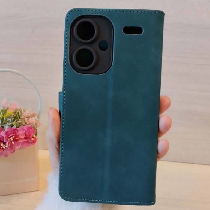 Чохол на xiaomi redmi Note 13 pro plus 5g книжка підставка з хлястиком і візитницею Luxury Leather (зелений) - Зображення 2